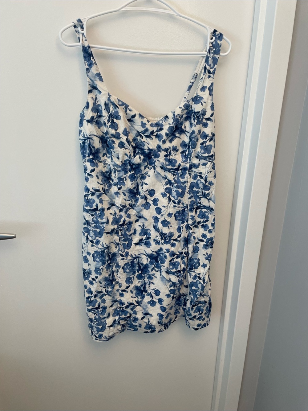 Blue Floral Linen- Women's Summer Dress
